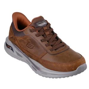 Real Skechers Arch Fit Slip On Casual Shoes: Skechers Go Walk Mens Arch Fit Orvan Moxley Slip Ins Hands Free Brown Shoe
