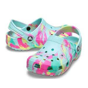 Crocs Kids - Marbled Clog Sandal Aqua Pink Youths