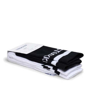 Birkenstock: BIRKENSTOCK Crew CottonTennis Striped Socks 2 Pair Pack Black White