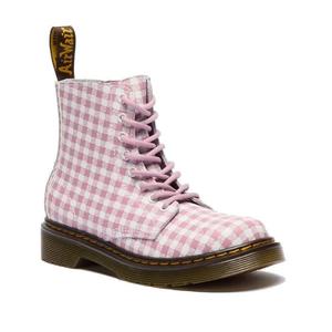 Dr Martens kids - 1460 J Juniors Gingham Pink Lace Up Boot with zip