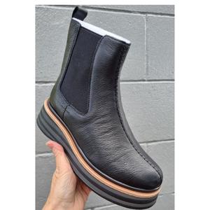 Alfie & Evie Molten Black Leather Ankle Boot Womens