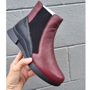 Alfie & Evie Junior Bordo Purple Lo Leather Ankle Boot Womens