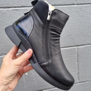 Alfie Evie: Alfie & Evie Justice Black Lo Leather Zip Ankle Boot Womens