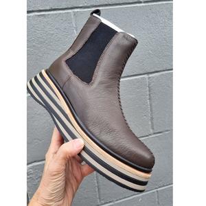 Alfie & Evie Molten Choc Brown Leather Ankle Boot Womens