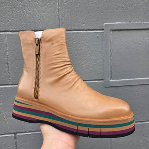 All: Django & Juliette Ganni Cognac Tan Green Leather Heeled Boot