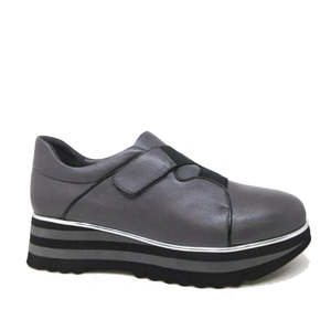 All: Django & Juliette Ellore Charcoal Grey Leather Platform Shoe Women's