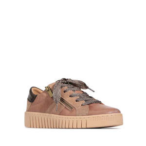 EOS Tinah Oak Light Brown Leather Trainer With Zip