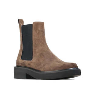 EOS Womens Leilin Suede Kalamata Brown Ankle Pull On Boot