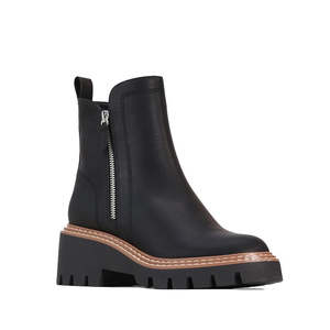 Los Cabos Vianne Women's Chelsea Zip Black Boot PU