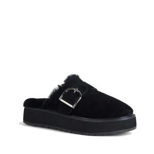 Emu Womens Adison Black Sheepskin Wool Mule Slipper Scuff
