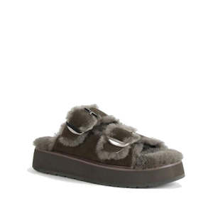 Emu Womens Cabello Dark Olive Sheepskin Wool Slipper Slide
