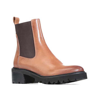 EOS Linear Pecan Tan Leather Boot Chelsea Pull On