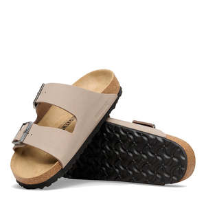 All: BIRKENSTOCK Arizona Birkibuc Grey Taupe Regular Width 2 Strap Sandal