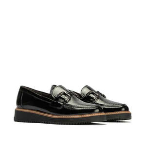All: Pitillos Womens Black Patent Slip On Loafer 10760