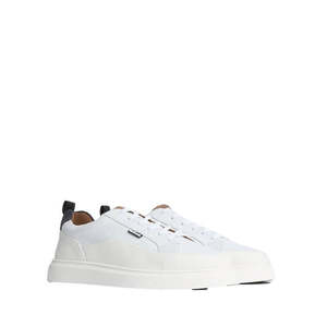 Barbour Mens Stannington White Navy Trench Leather Trainer
