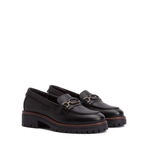 All: Barbour Maddie Black Leather Womens Chunky Loafer