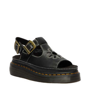 Dr Martens Sandals: Dr Martens Dunnet Flower Womens Sandal Black Quad Platform