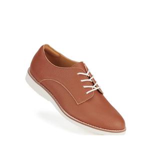 All: Rollie Womens Derby Rec Cognac Tumble Flat Leather Shoe