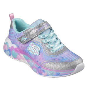All: Skechers S Lights Eternal Heart Lights Trainer Silver Multi