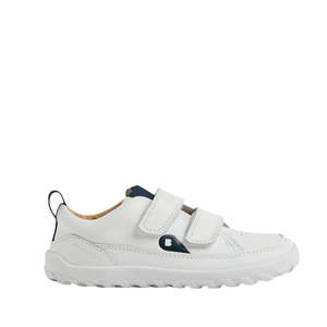 Bobux IW Iwalk Dawn Toddlers Leather Sneaker White Navy Alpha Barefoot