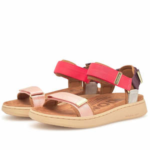 Woden Line Women's 3 Strap Sandal Flame Multi Red