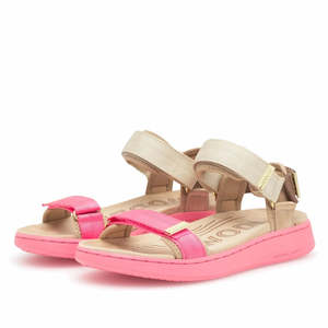 Woden Line Women's 3 Strap Sandal Tricolour Raspberry Multi