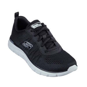 All Black Skechers Womens Track - New Staple Lace Up Sneaker Black White Sole