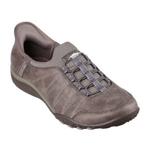 Skechers: Skechers Womens Breathe Easy Home-Body WIDE Slip Ins Sneaker Dark Taupe