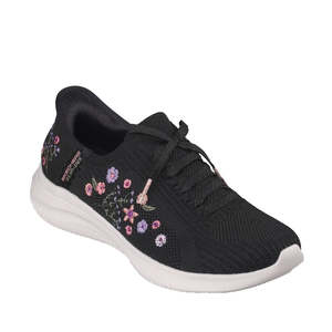 Skechers Ultra Flex 4.0 Sweet Petals Black Slip In womens Sneaker