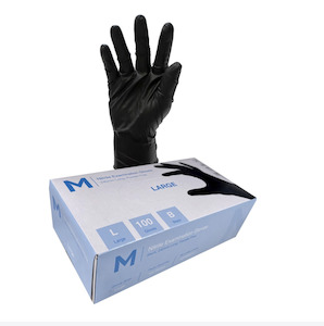 Disposable Gloves: Nitrile Gloves Powder Free Black 7gm   - Matthews
