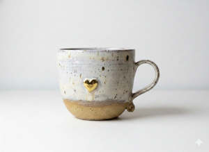 Mugs And Tumblers: 12ct Gold Lustre Heart Cup