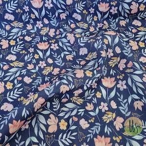 Pink, Blue & Mustard Navy-100% Linen