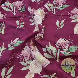 Proteas on wine -100% Linen