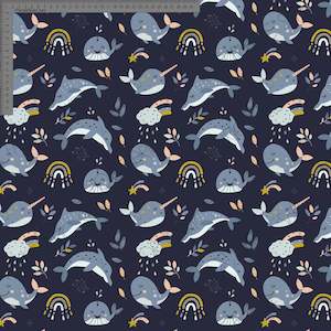 Animal Designs: Narwhals on Navy- Custom Pre-order
