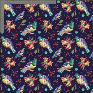 Xmas Designs: Kereru with Bells Blue - Fiona Clarke Design- Custom Pre-order