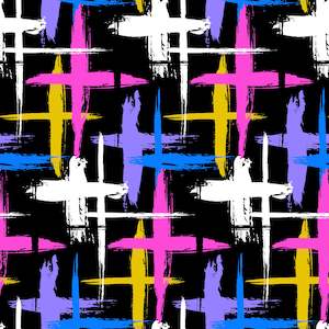 Prints: Abstract Crosses  -French Terry Cotton Spandex 50 cm