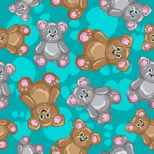 Prints: Teddy Bear  -French Terry Cotton Spandex 50 cm