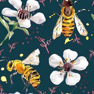 Manuka Flowers & bees - Cotton Spandex - 250g