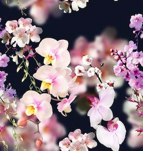 Orchid and Cherry blossoms - Cotton Spandex - 230g