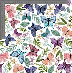 Folk Butterflies on White- Wolf & Rabbit - Custom Pre-order