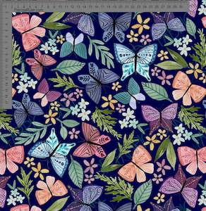 Wolf Rabbit Designs: Folk Butterflies on Navy- Wolf & Rabbit - Custom Pre-order