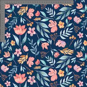 Floral Ashleigh Fish: Pink Blue & Mustard Navy Large - Ashleigh Fish - Custom Pre Order