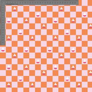Pink Boats on Squares- Ashleigh Fish - Custom Pre Order
