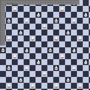 Coastal Cool Ashleigh Fish Custom Pre Order: Natural Boats in Squares- Ashleigh Fish - Custom Pre Order