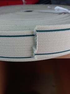 38mm Girth Elastic for horses - Sand with Green stripes