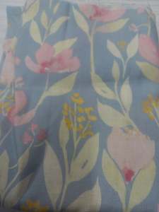 Woven: WILD FLOWERS - TEAL - 100% LINEN, 1 METRE REMNANT