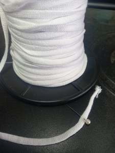 5mm knitted Cotton hollow tape - White