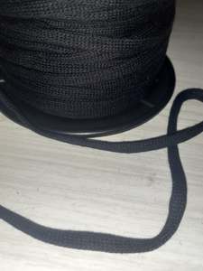5mm knitted hollow Cotton tape - Black