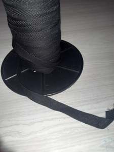 Apparel Cords And Tapes: 15mm Knitted poly/cotton webbing/tape - Black