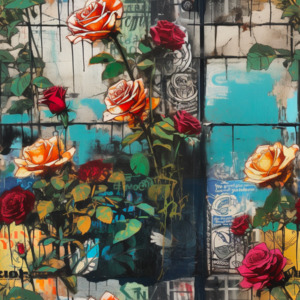 Prints: Graffiti Roses - Cotton Spandex - 250g - 50cm